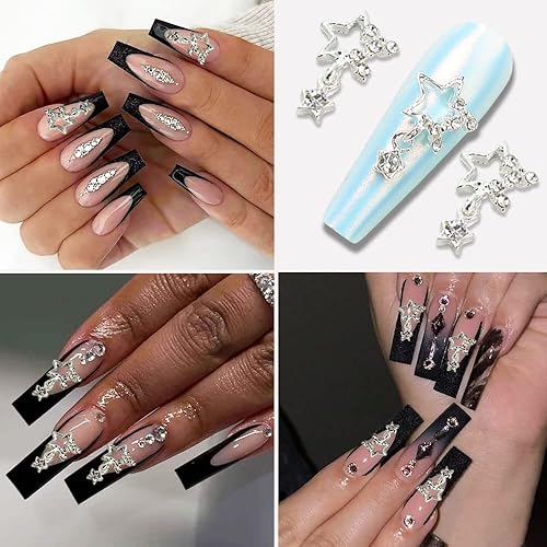 Miniatura 5 de YJLZ-2216 - Dijes de aleación 3D para uñas, 20 piezas de diamantes de imitación de plata Y2k, diamantes de imitación brillantes, arte de metal para