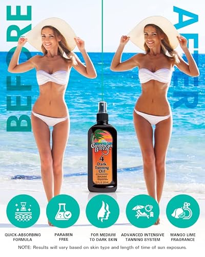 Caribbean Breeze Spf 4 Dark Tanning Oil Intensifier, Tanning Accelerator Outdoor With Mango Lime Fragrance, Rich In Anti Oxidants, Beta-Carotene, And Pomegranate Extracts, 8.5 Oz (250 Ml) #TOP2