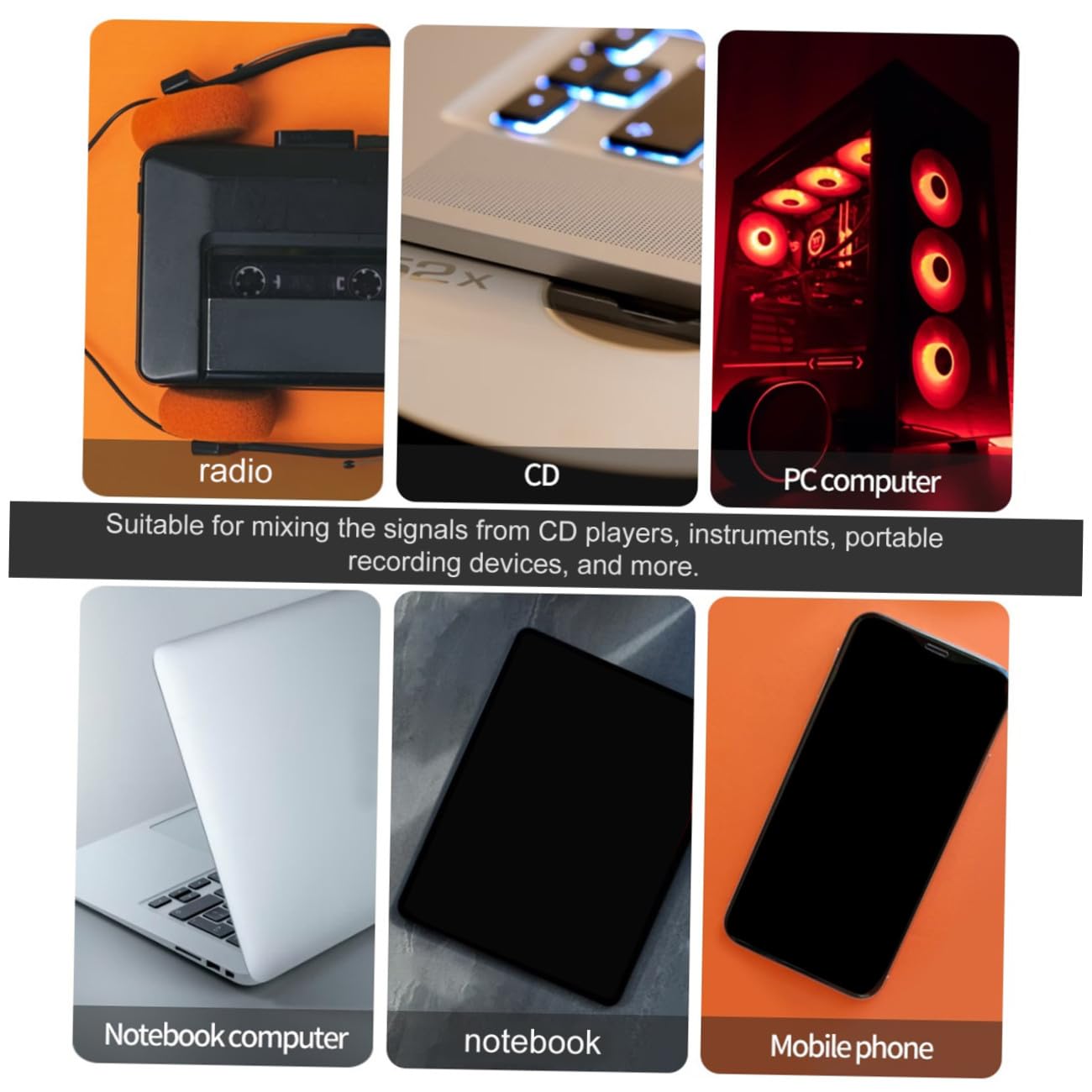 Beaupretty Mezclador Pasivo de Audio para Grabación Profesional de 4 Canales Mini Estéreo Portátil Carcasa de Hierro y Abs y Mezcla en Dispositivos Portátiles
