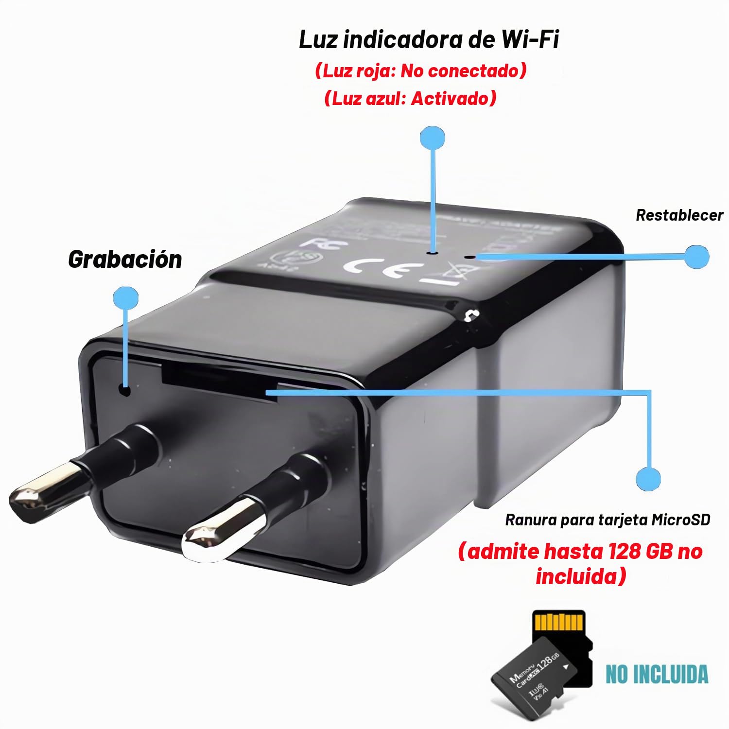 SHMIZZ Mini Cámara Espía Oculta, 1080P HD Cargador USB Cámara Cargador de Detección de Movimiento