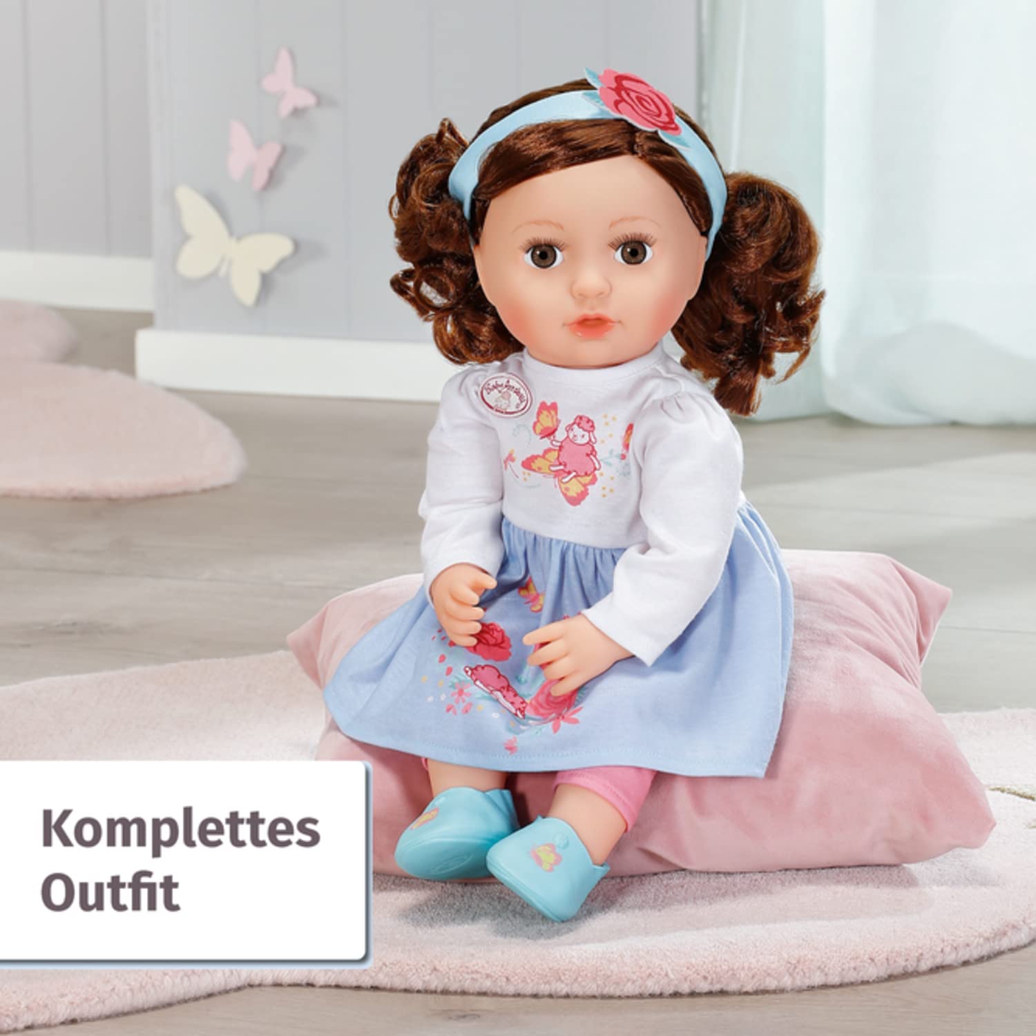 Baby Annabell Sophia brünett 43cm, weiche Puppe mit Langen braunen Haaren, inkl. Puppenkleidung, Haarband und Bürste, 707234 Zapf Creation