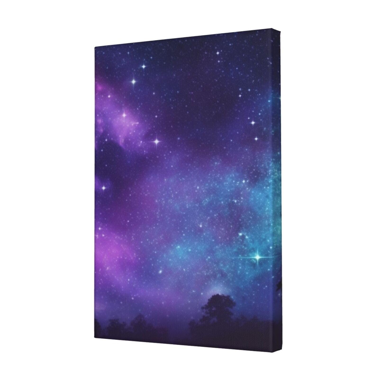 FodPand Purple Starry Sky Canvas Wall Art for Living Room Wall Decor 12"x18" Modern Artwork Painting Pictures Hanging Canvas Prints Aesthetic Wall Art for Bedroom Bathroom Office Wallart Decor