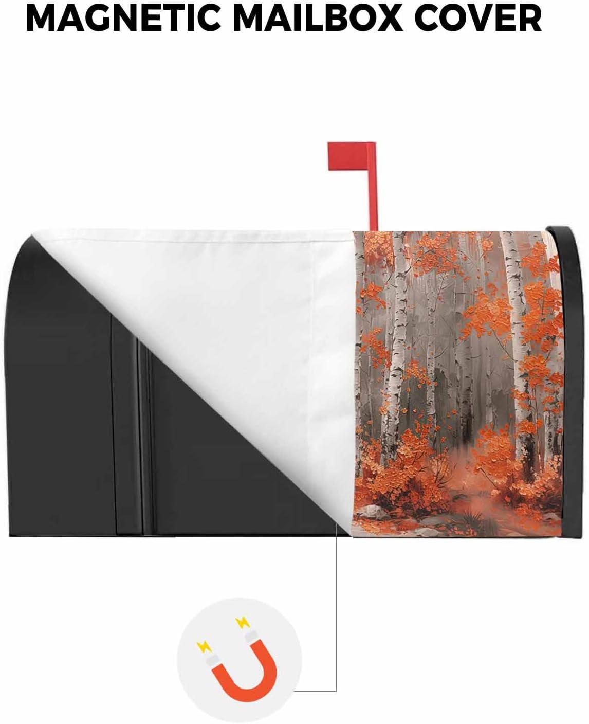 Abstract Forest Mailbox Covers Magnetic Standard Size,Decorative Post Letter Numbers Box Wrap Decoration Covers Large Accessories Décor Burnt Orange Modern Impressionist Tree Shabby Chic Painting