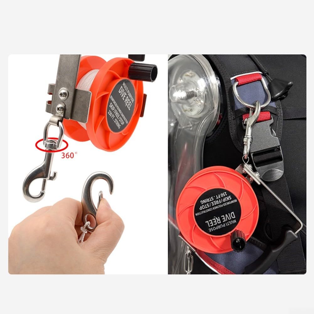 Carrete Buceo para cueva 45m Nylon Submarina Carrete Buceo para