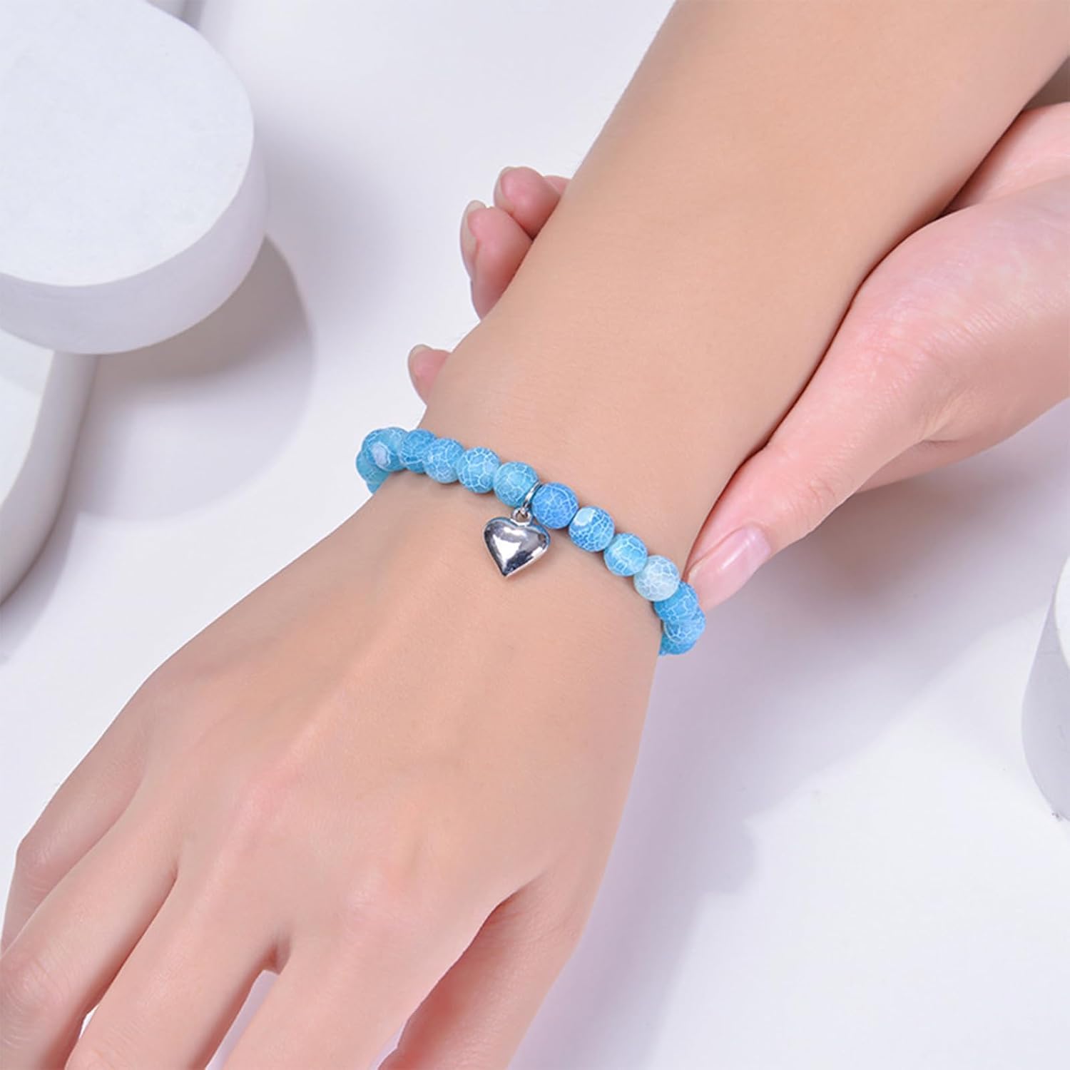 HUASAI Healing Bracelets for Women Inspirational Bracelet Get Well Soon Gifts Stretch Beaded Bracelet Natural Stone Bracelets Inspirational Gift - Image 3