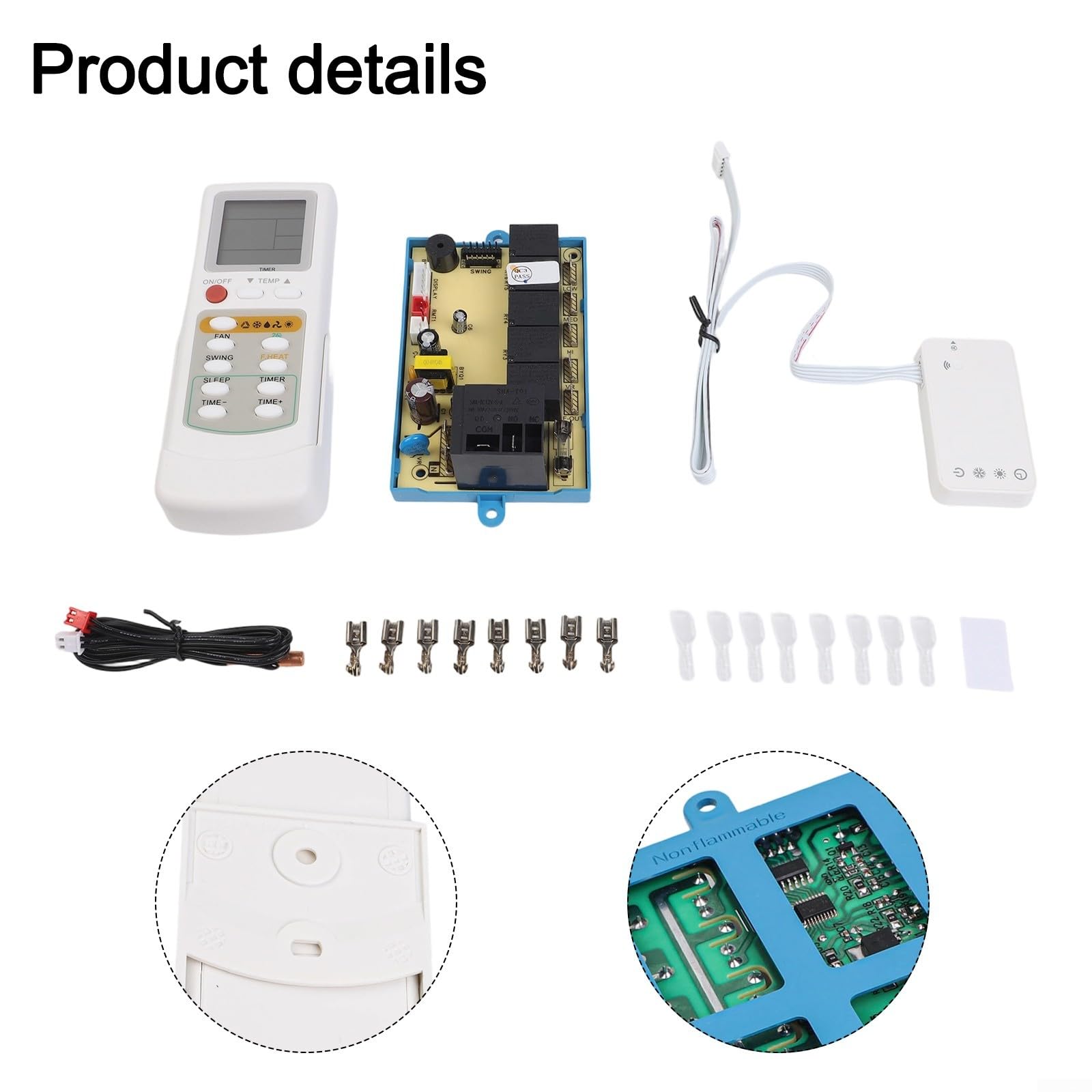 Juego de panel de control de aire acondicionado y placa de sistema con accesorios, construcción de plástico y metal de tamaño estándar, regulación precisa de la temperatura, compatible con unidades