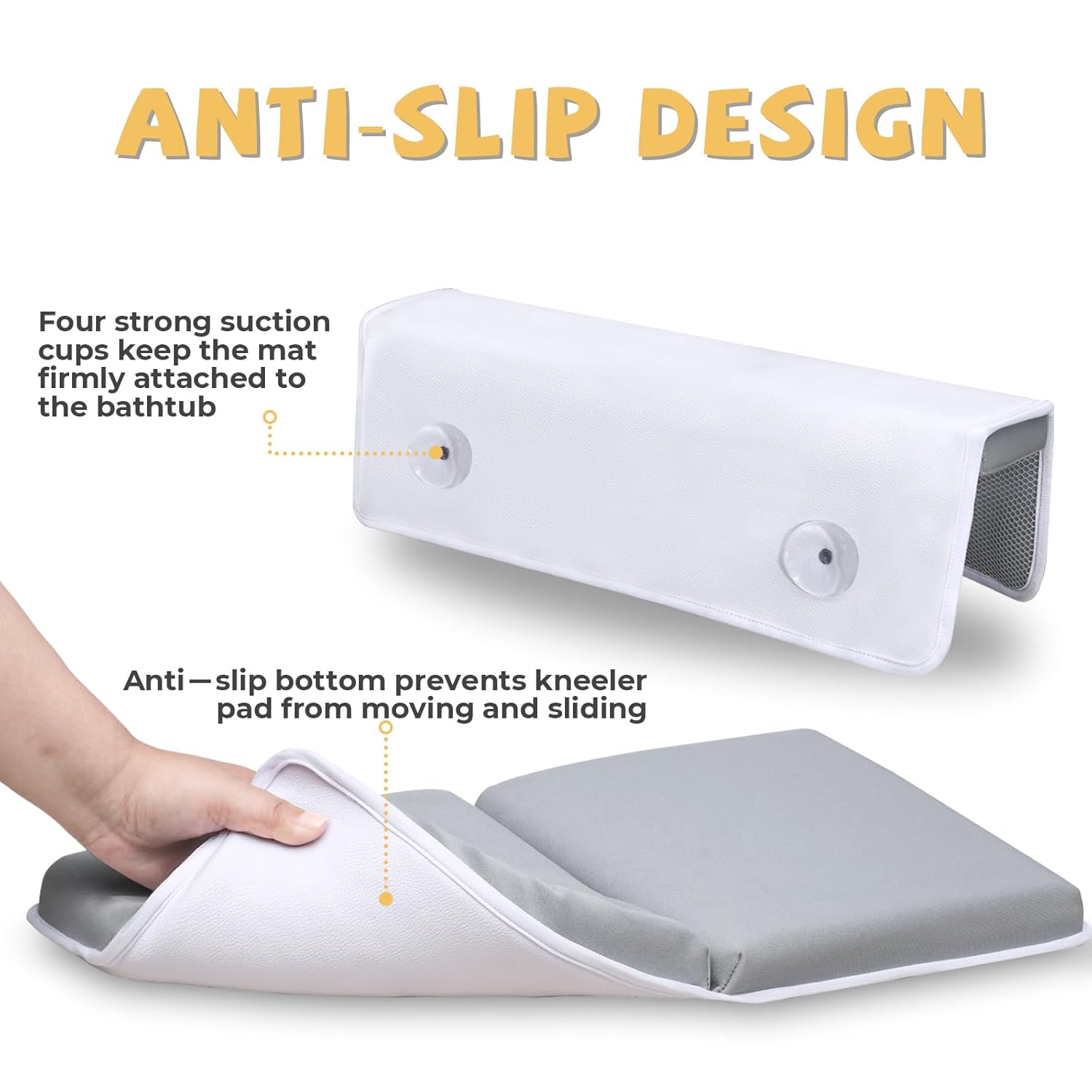 Bath Kneeler and Elbow Rest Pad Set, Quick Dry Baby Bath Kneeling Pad Thick Soft Non-Slip Baby Bathtub Mat for Baby Bathing, Baby Accessories Organizer, Gifts for Parents, Grey