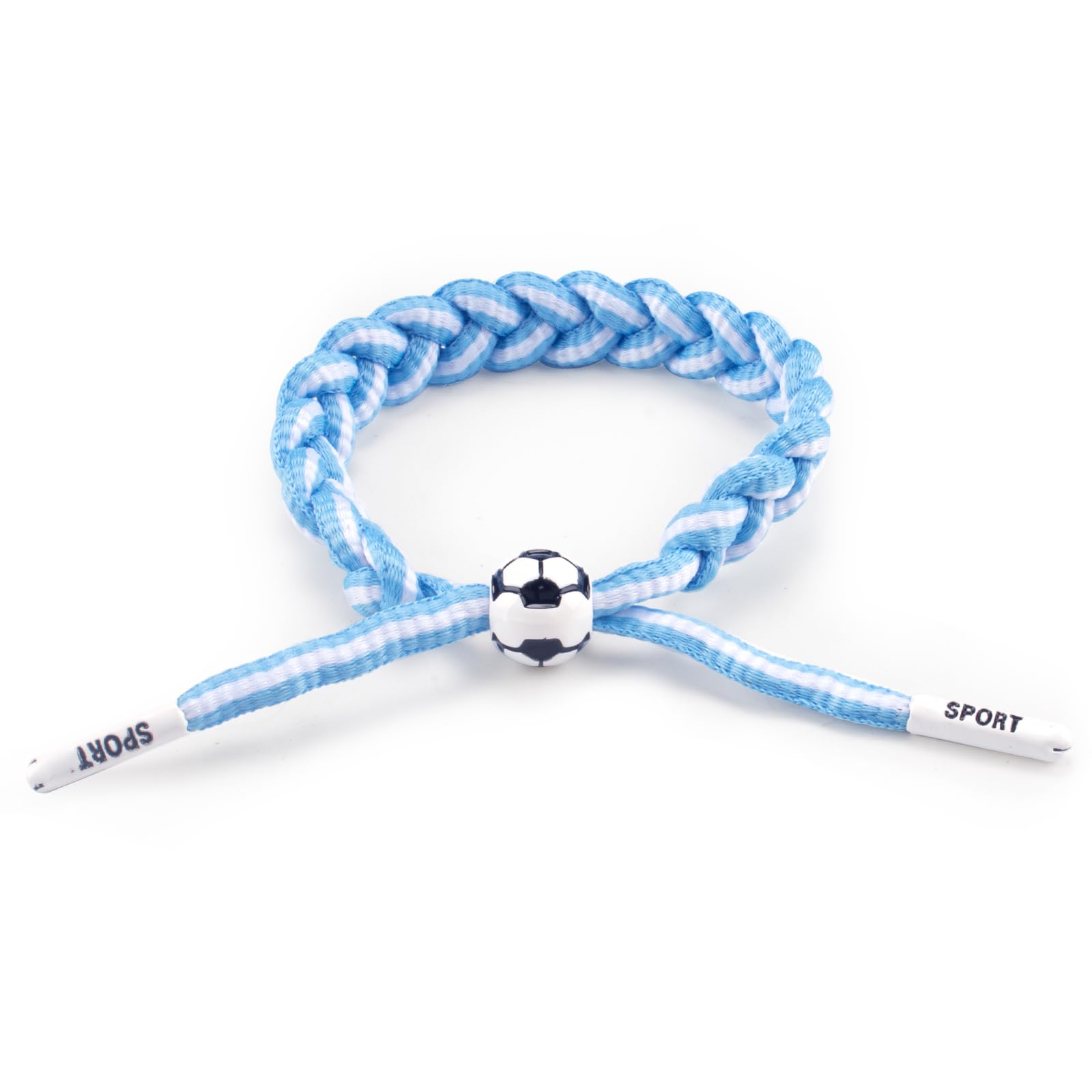 Threetols Argentina National Team Colors Soccer Braided Bracelet for Fans, Adjustable Handmade Friendship Bracelet for Men Women, Game Day Accessory, Athletic Fan Gear, Soccer Lovers Gift