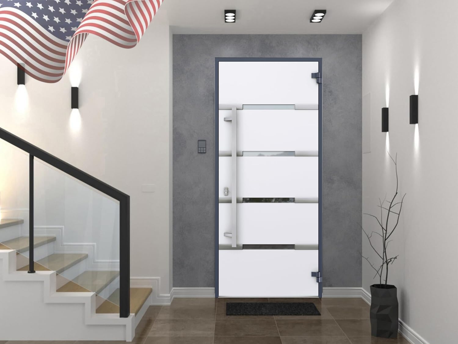 VDOMDOORS Front Exterior Prehung Glass Steel Door 36 x 80 inches Left -Hand/D...