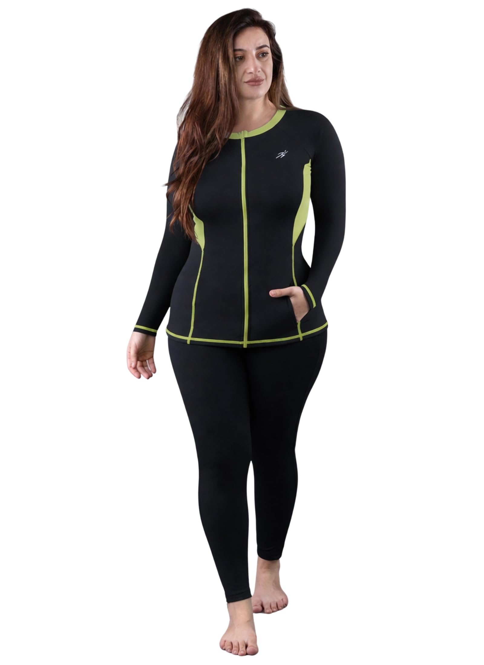 keepfit Women Plus Size Zippered Padded Rashguard Swimset-picture-14