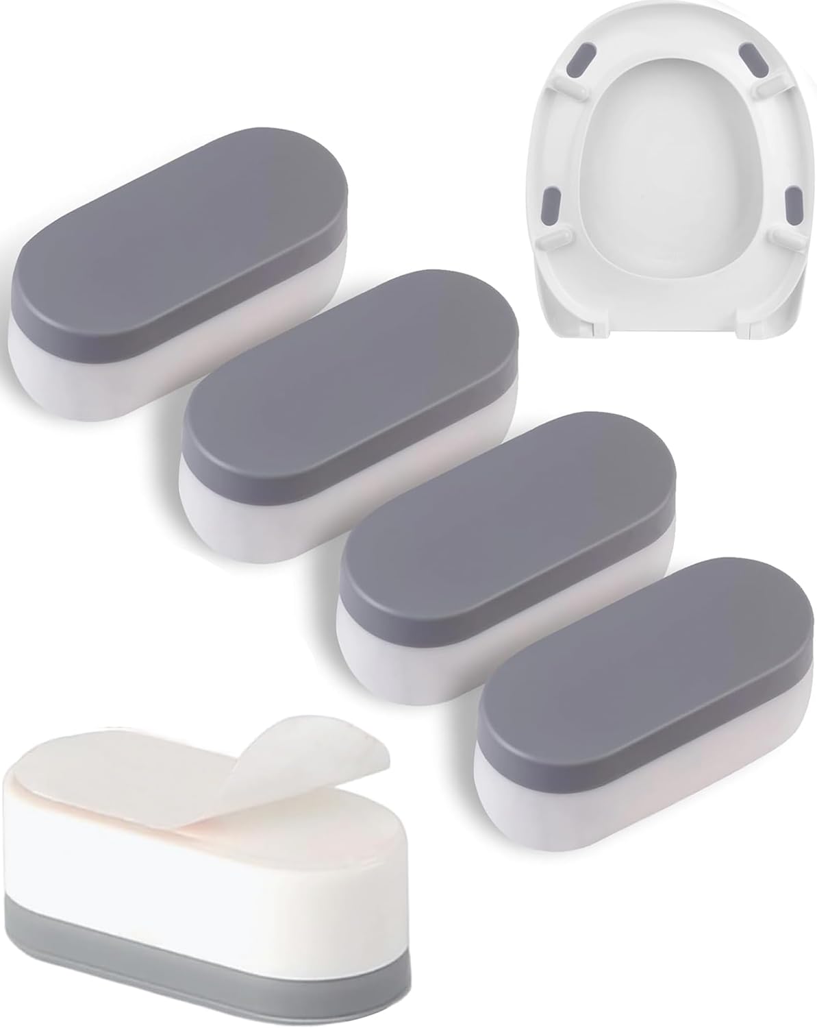 Toilet Seat Bumpers for Use With Bidet, Suitable for Bidet Kits, Toilet Seat Spacers, Stops Sliding & Wobbling, Premium Adhesive Pads - 4 Pack