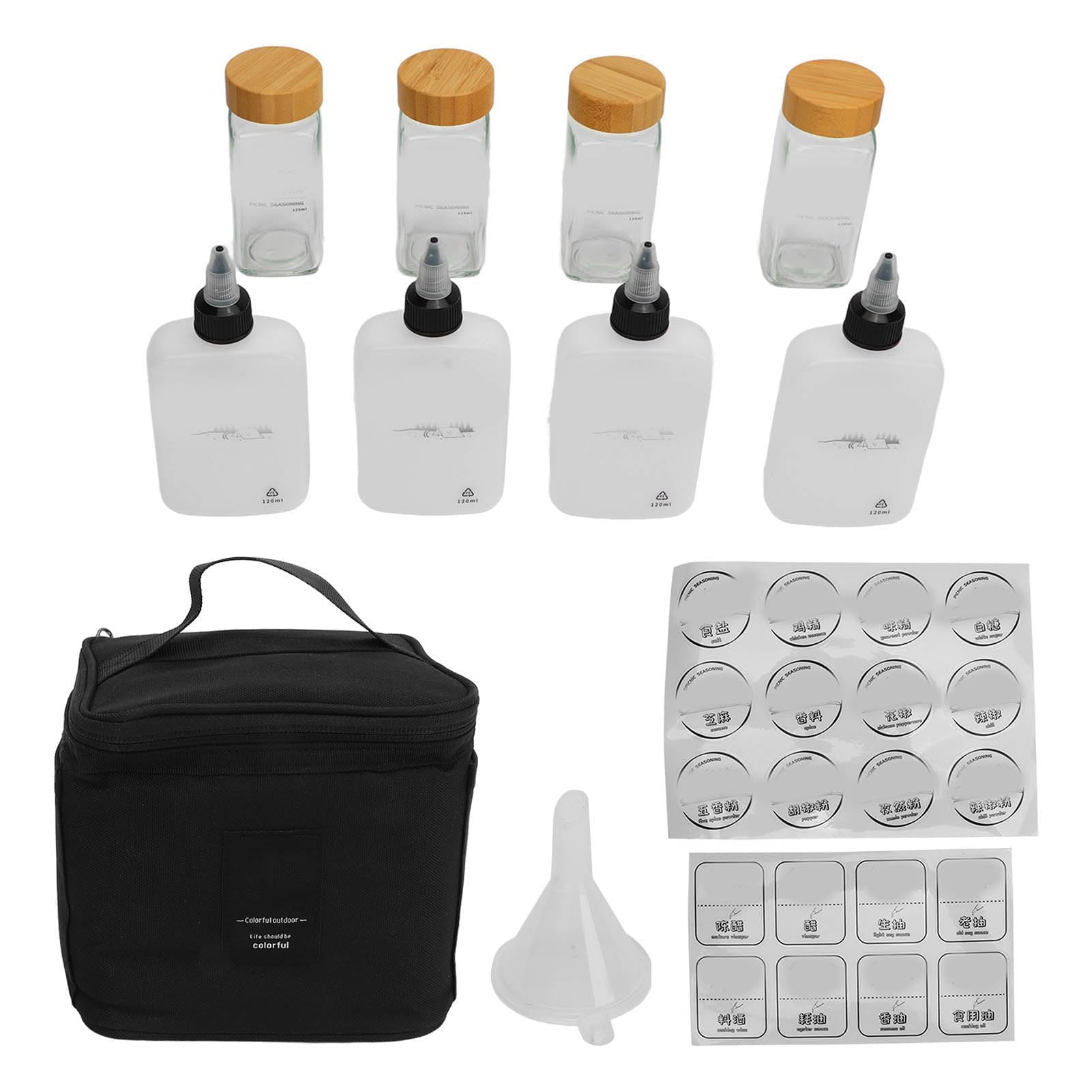 Camping Spice Kit, Contenedores De Especias para Acampar De Tela Oxford, Paquete Separado Bolsa De Especias De Viaje Portátil, Set De Contenedores De Condimentos