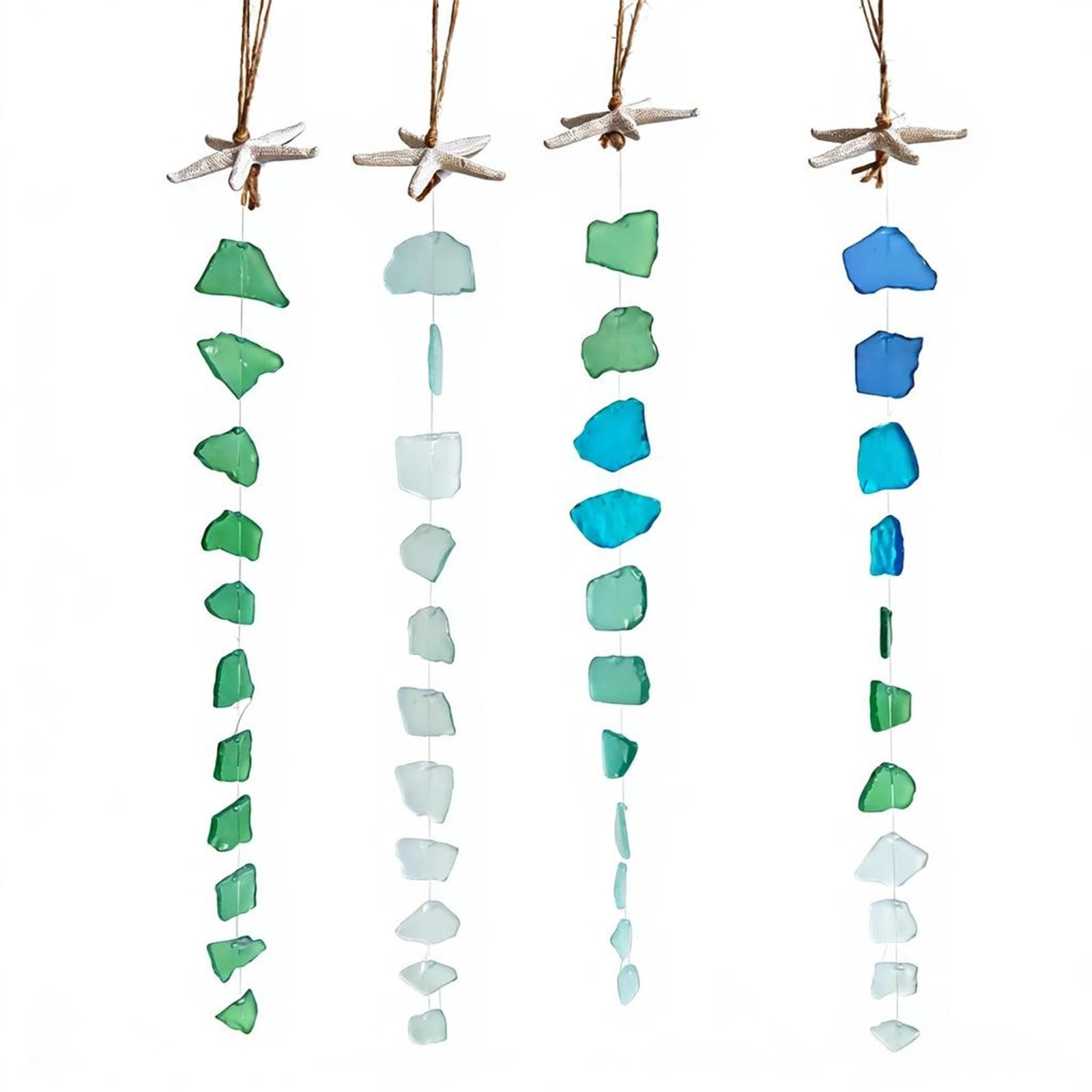 Sea Glass Wind Chimes for Outside Sea Glass Windchime Handcrafted Hanging Decors for Home Garden Window Patios Decors Hanging Ornament