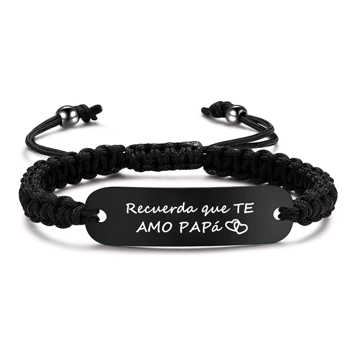 RoCetysell Pulsera Dia Del Padre Personalizada, Regalos Originales para el Padre Pulsera Hombre Acero Inoxidable, Pulseras de Cuerda para Hombre, Regalo Día Del Padre Cumpleaños Original para Papa