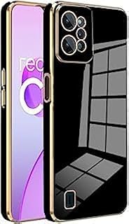 ريلمي C31 جراب فاخر متين جميل من السيليكون الناعم مصنوع البولي يوريثين الحراري بطلاء نحاسي عند الحواف وحماية متكاملة مضاد للصدمات والسقوط اسود