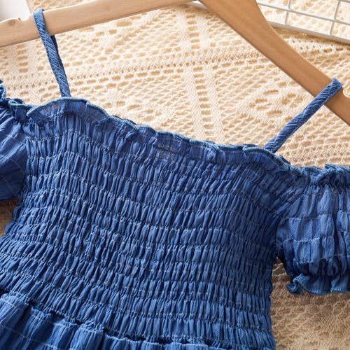 HNXDYY Girl Off Shoulder Ruffle A-Line Party Casual Holiday Formal Princess Dresses4