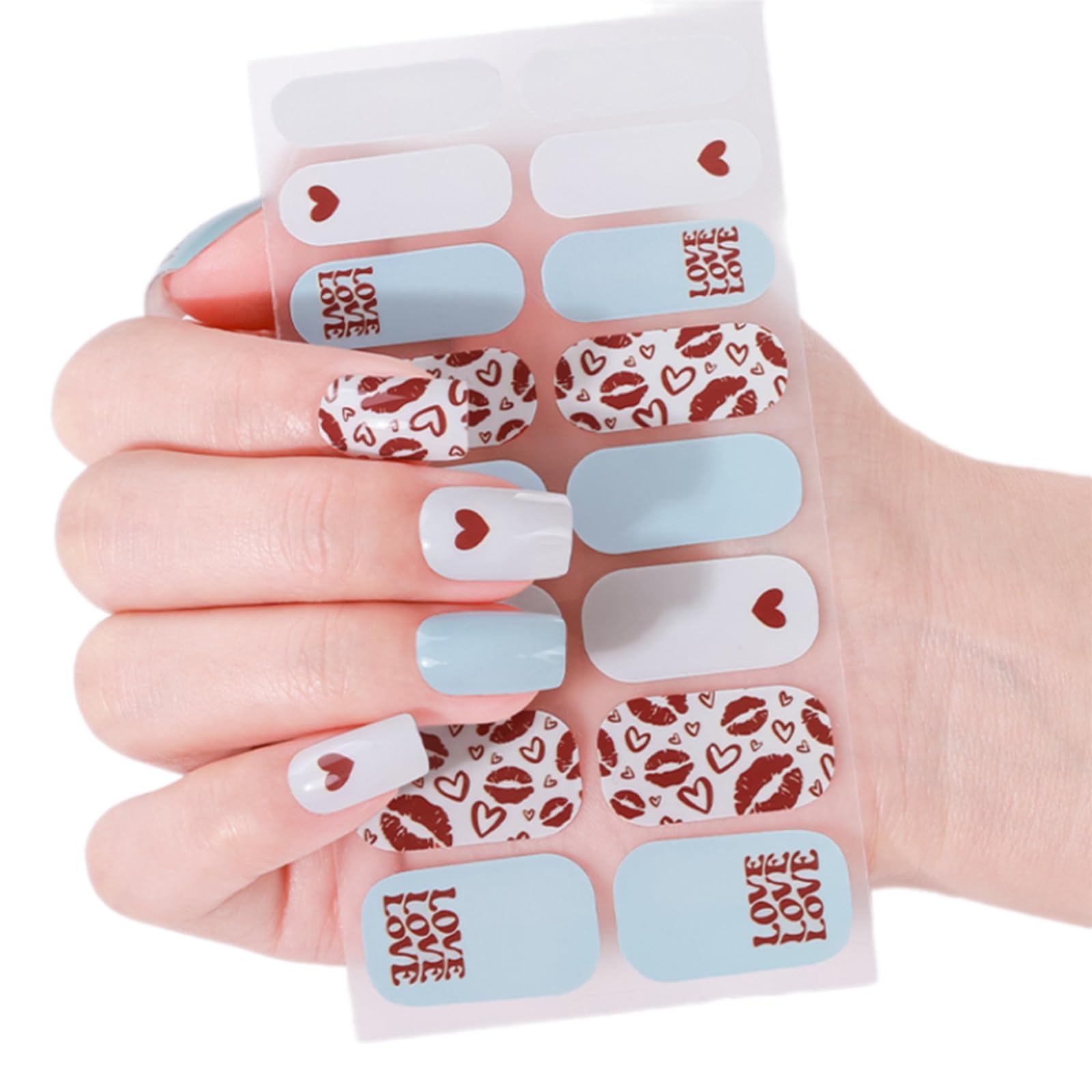 Full Wraps Nails Polish Strips Valentine ' s Day Nails Sticker Adhesive Art Decals Valentine Decorations Art Stickers