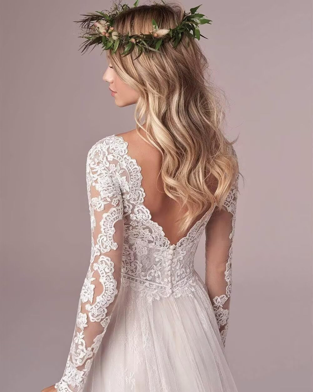 Robes de mariée à manches longues pour mariée en dentelle bohème robe de mariée pour femme robe de mariée campagnard