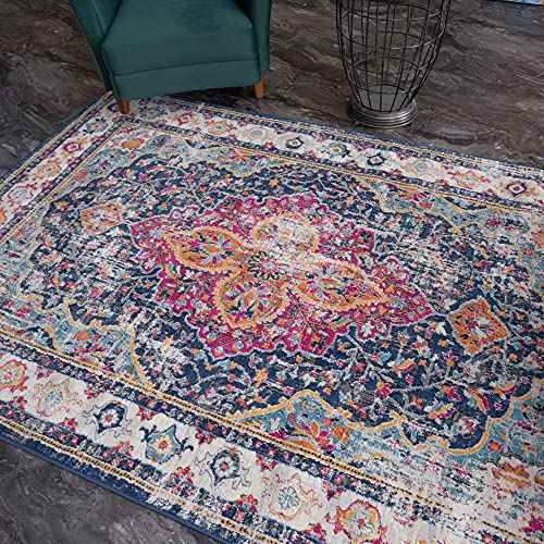 AREA RUGS LIVING ROOM BEDROOM LARGE SMALL VINTAGE SOFT SHORT PILE BORDERED CLASSIC ORIENTAL DESIGN TRADITIONAL PERSIAN MOROCCAN BOHO CARPET - XLARGE 200X290 CM, MULTICOLOURED TRADITIONAL DESIGN