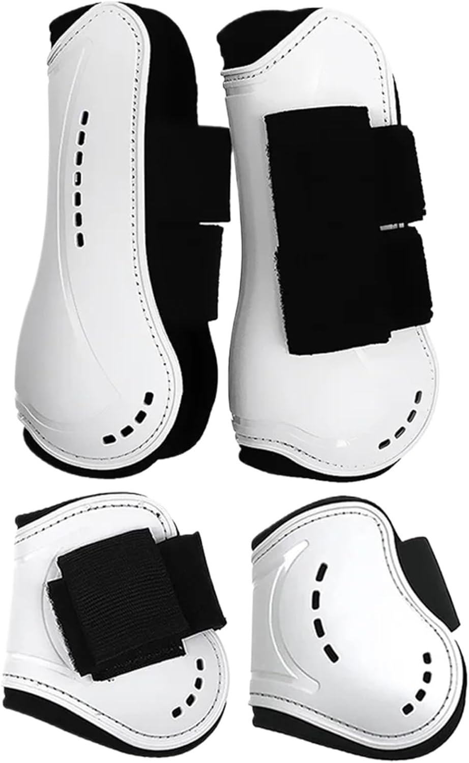 Horse Boots Leg Protectors 3PAIR Horse Leg Protective Boots Adjustable PU Neoprene Splint Protection Support for Training Racing Riding Jumping