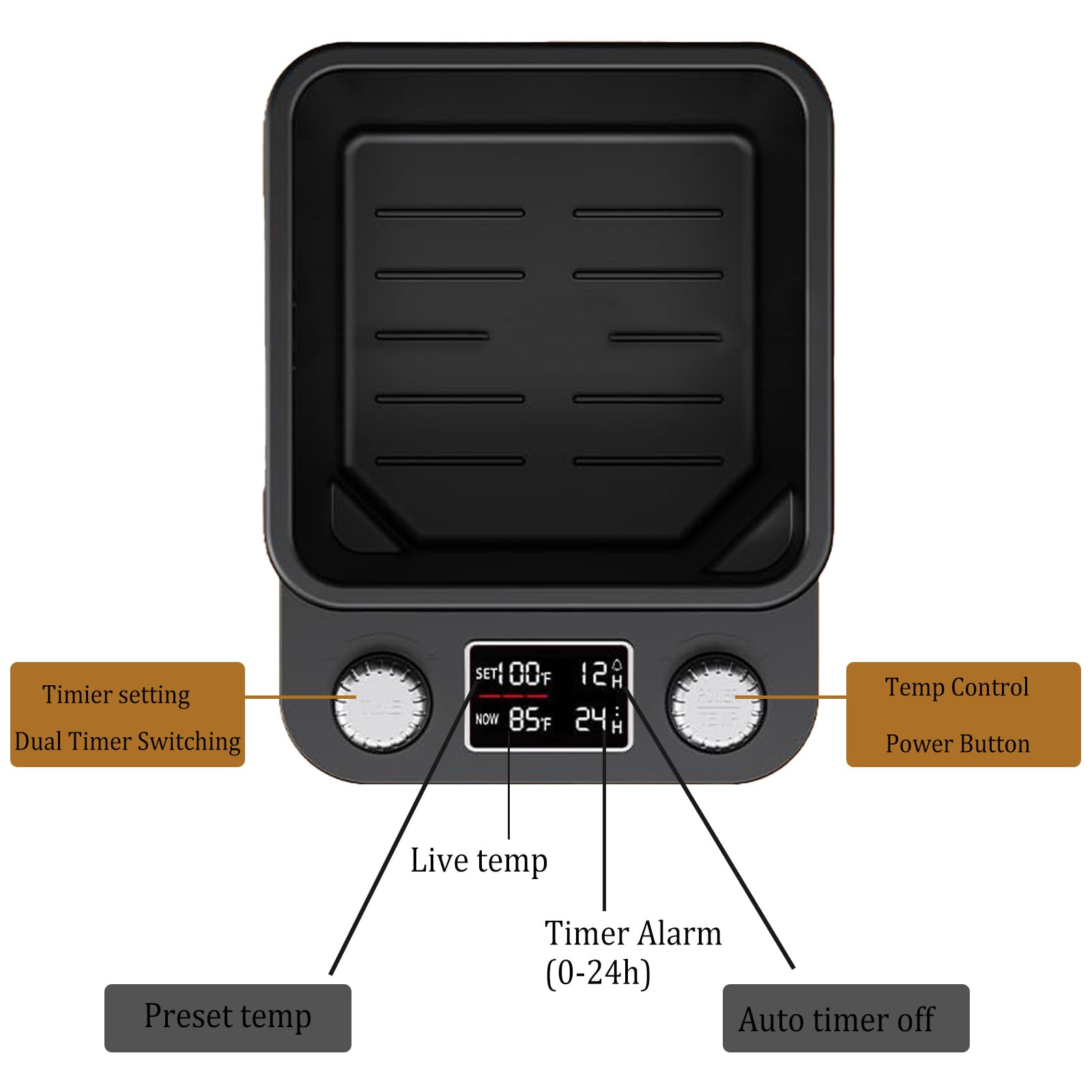 Sauerteig Starter Wärmer, 360° Gleichmäßiges Wasserbad-Sauerteigwärmer, Thermostat (21–40 °C), 198-Stunden-Timer, intelligenter Gärbehälter für die Herstellung von Kombucha, Joghurt und Bier