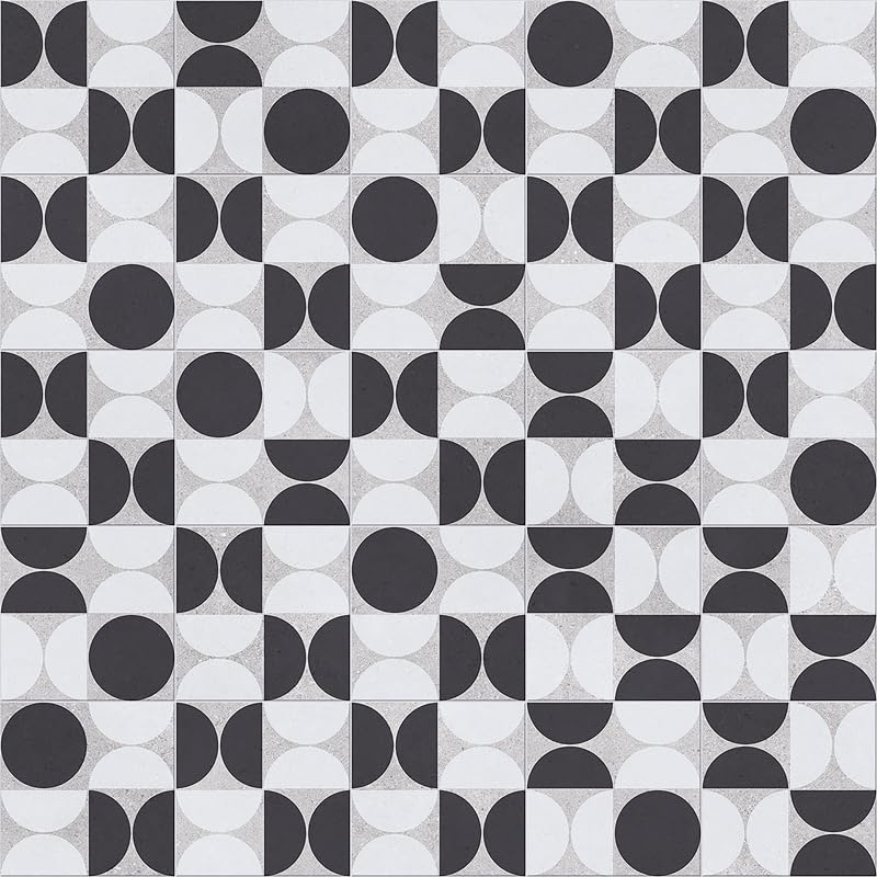 R2 Flooring- Retro Geo Tile Effect Vinyl Flooring Roll, Slip Resistant, felt back vinyl, kitchen vinyl, bathroom flooring, tile design vinyl flooring (Ochre Monochrome, 2m x 3m)