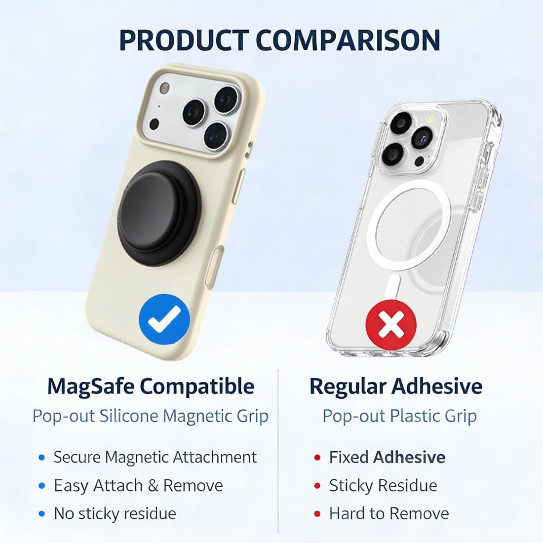 Anello Cellulare Magnetico, Impugnatura Magnetica In Morbido Silicone, Compatibile Con Iphone 17/16/15/14/13/12, Comoda Impugnatura One-Touch, Telefono Android (Nero)