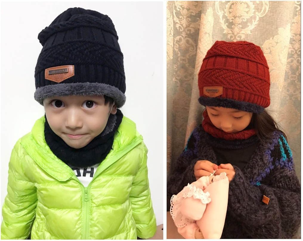 HINDAWI Winter Beanie for Girls Boys Kids (5-14 Years) Warm Snow Knit Hats Windproof Slouchy Skull Cap Black: Clothing, Shoes & Jewelry