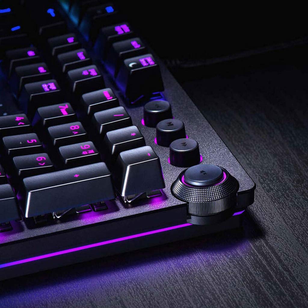 Razer Huntsman Elite - Teclado Gaming, Rápido, Switches Optomecánicos De Razer (Retroiluminación RGB Chroma, Dial Digital Multifunción, Reposamuñecas Ergonómico) Teclado Español - Negro