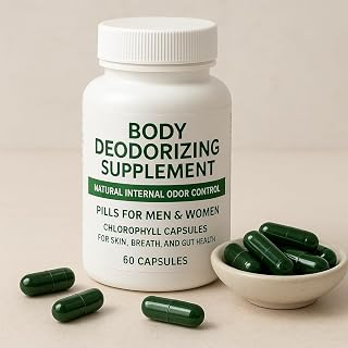 Body Deodorizing Supplement – Natural Internal Odor Control Pills for Men & Women | Chlorophyll Capsules for Breath, Body & Gut Health | 60 Vegan Capsules
