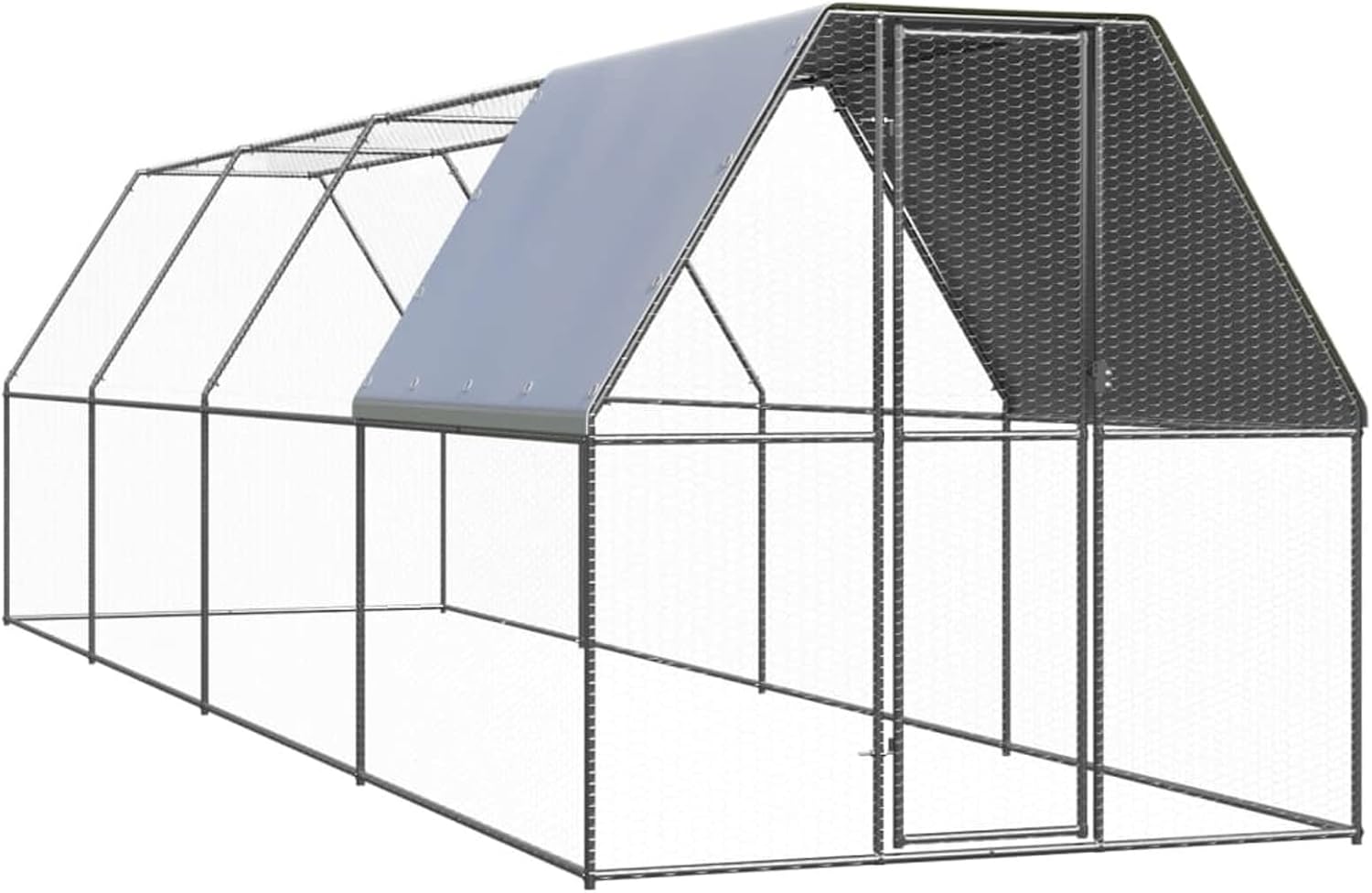 Jaula gallinero de Exterior, Chusui Ponederos para Gallinas, Jaulas para Conejos, Jaulas para Pajaros, Casa Conejo, Ponederos Gallinas, de Acero galvanizado 2x8x2 m