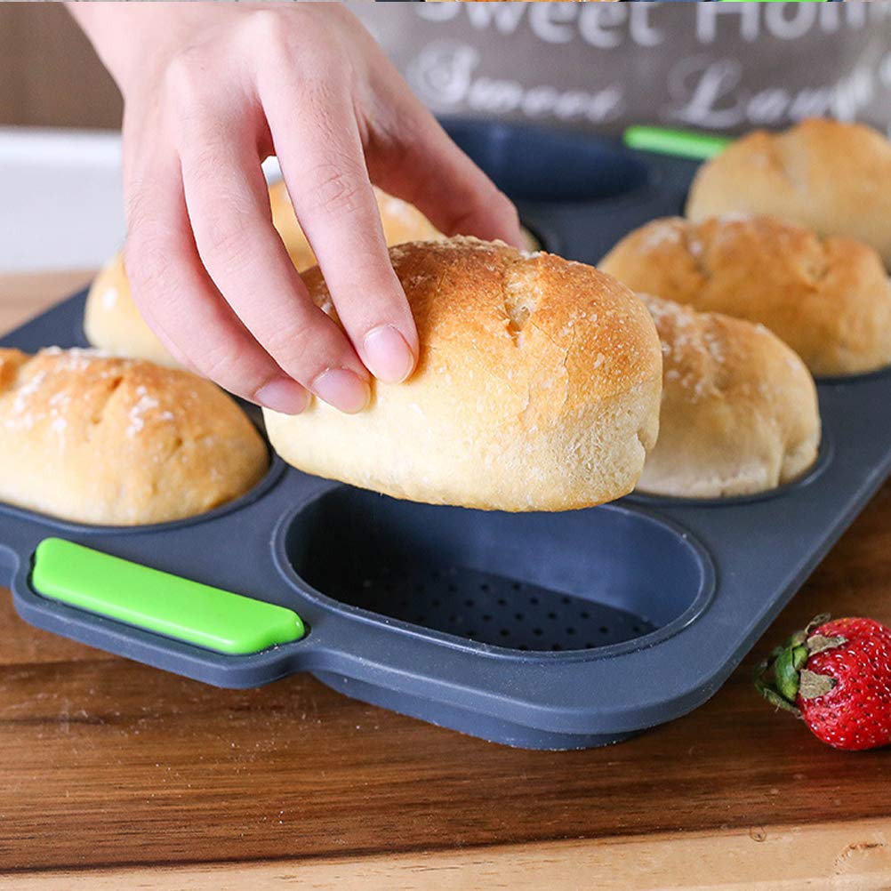 8 Slots French Roll Backform Silicone Food Grade Bakeware Pudding Decorating Tools (Grau)
