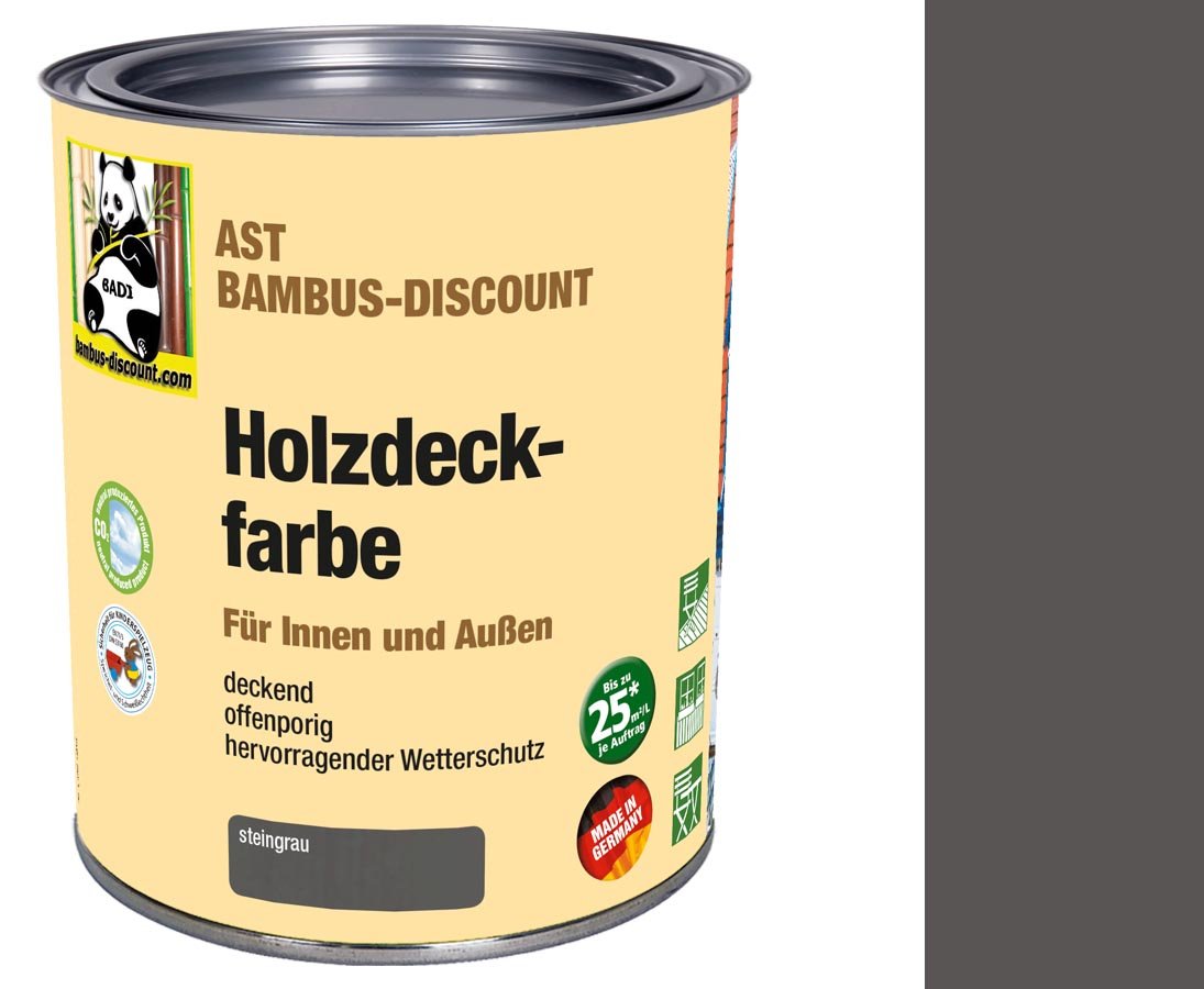 bambus-discount.com Holzdeckfarbe steingrau 0,75 Liter fr Innen und Auen  - deckend, offenporig, hervorragender Wetterschutz - Bambusrohre lackieren  ...