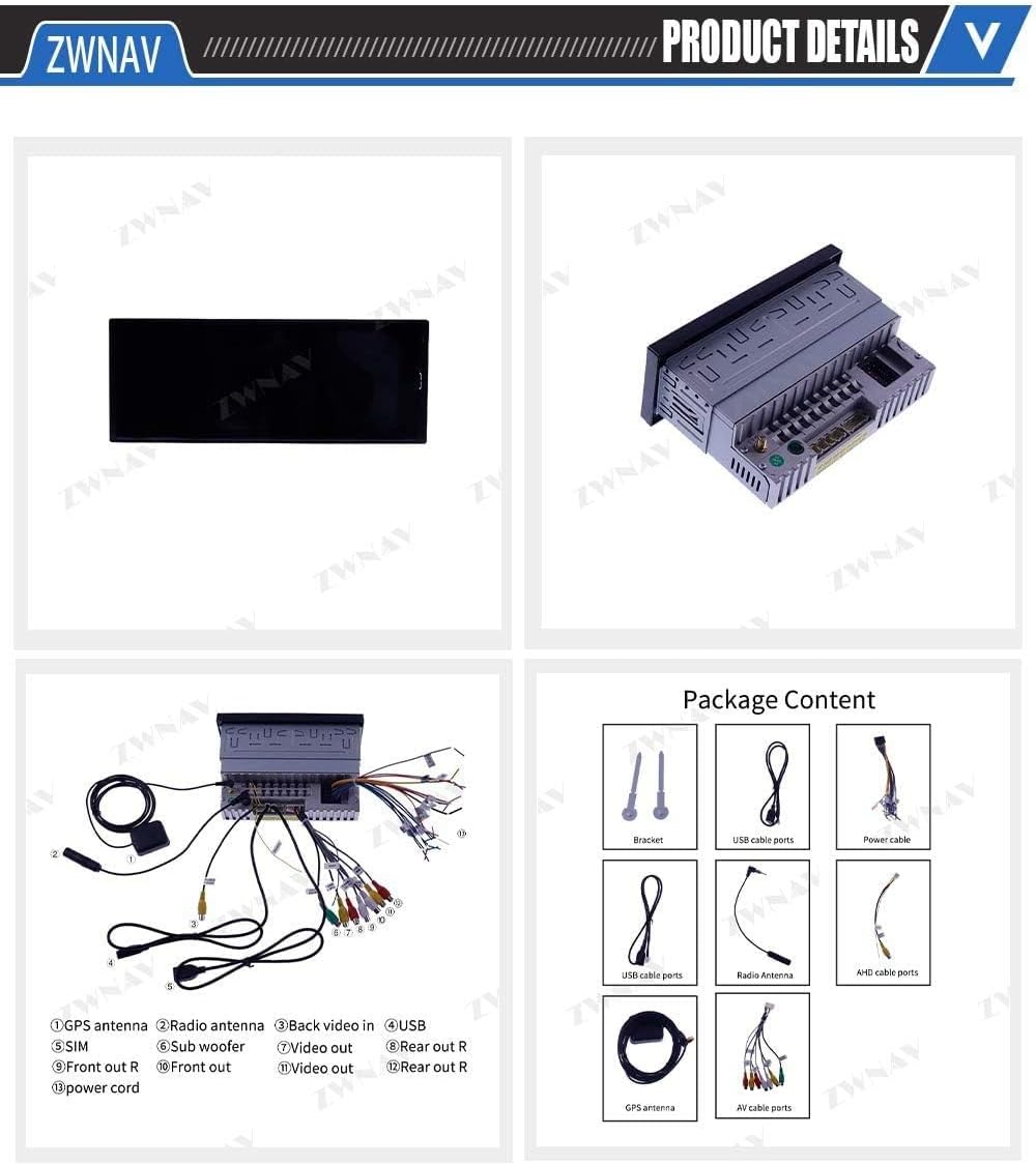 ZWNAV 6.9" IPS Screen 1DIN Universal Android Multimedia Player GPS Navigation Auto Audio Stereo Radio Recorder Head Unit image 6 of 6 B08TWZL5CH