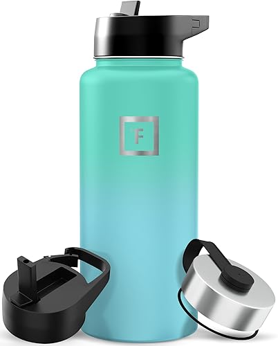 Miniatura 104 de IRON °FLASK Frasco de hidratación para acampar y senderismo con pajilla, botella de agua deportiva de acero inoxidable con aislamiento de boca