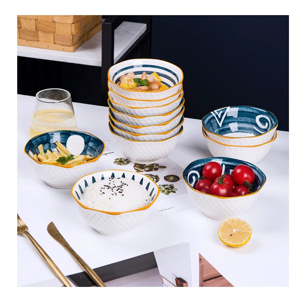 Bols à Céréales Bols de céréales Ensemble de 10 grands bols à soupe Bols céramiques Nouilles Ramen Bols Set Serving Bols for Pâte à curry Bowl Bowl pour Pâtes Salade ( Taille : 10 UK , Color : Annual