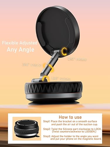 Miniatura 3 de Soporte magnético de teléfono para automóvil al vacío mejorado 2025, succión fuerte ajustable de 360 y soporte magnético para