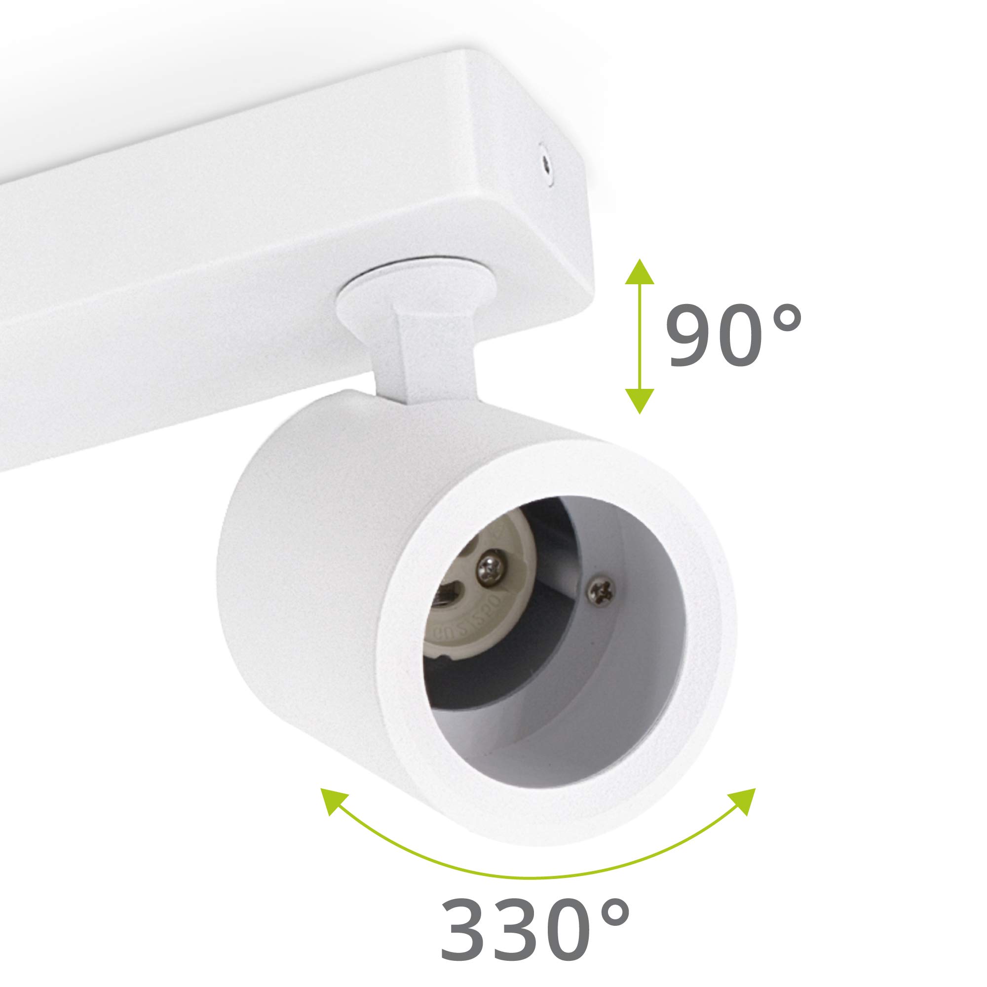 linovum TENJO Spotleuchte Spotbalken 2 flammig in weiß geeignet für 2x GU10 - Strahler Deckenlampe Spots schwenkbar & drehbar