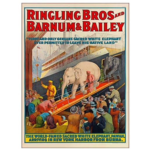 ABLERTRADE Ringling Bros Barnum & Bailey Elefant Pawah Burma Vintage Circus Resa 20 x 30 cm Metallskylt Väggkonst Dekor