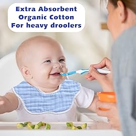 DOSMINE Muslin Baby Bibs for Drooling and Teething Newborn Drool Bibs for Baby Girl Boy (Sunny Yellow)