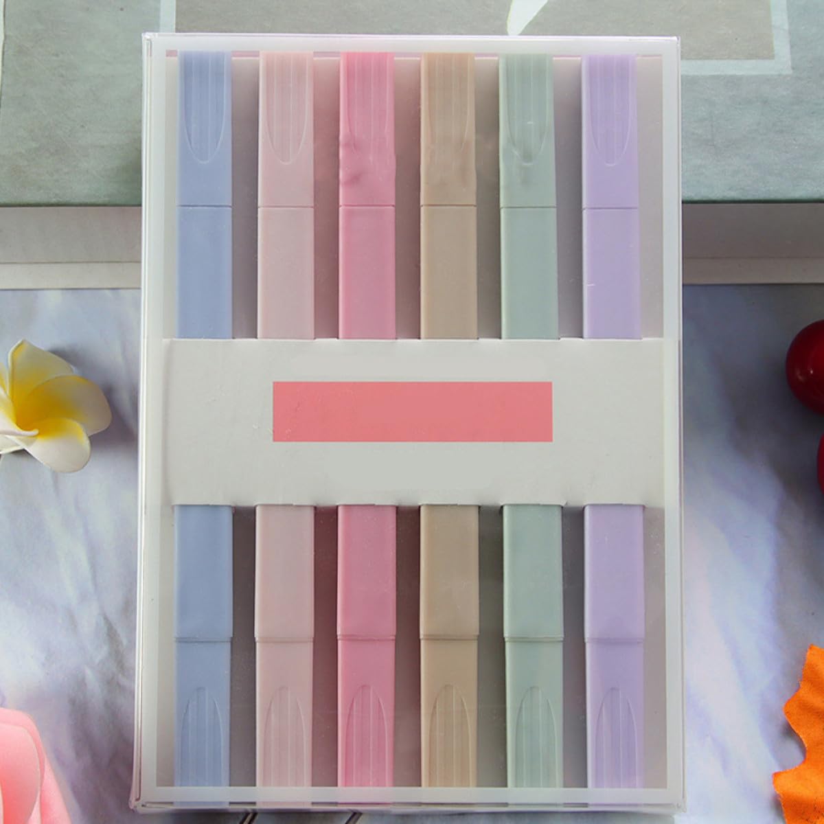 HOMSFOU 24pezzi Evidenziatori Portatili Doppia Estremità Di Penne Colorate Per Scrapbooking Uso Domestico e Scolastico Pigmenti Base d Acqua Duraturi e Colori Intensi
