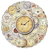 Nostalgic Clocks Stickers for Girls Boys Teens |50 Pcs| Cartoon Waterproof Vinyl Stickers for Laptop Water Bottle Phone Cup Tablet Luggage Flasks Notebook, Trendy Decals Pack(Nostalgic Clocks-50Pcs)
