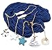 Produktbild HOGAR AMO Fischernetz 150x200cm Nautical Dekorative Net Mit 6 Zubehör Mediterranen Stil Fisch Netz Dekoration für Foto Wand Bar Home Restaurant Hochzeit Blau