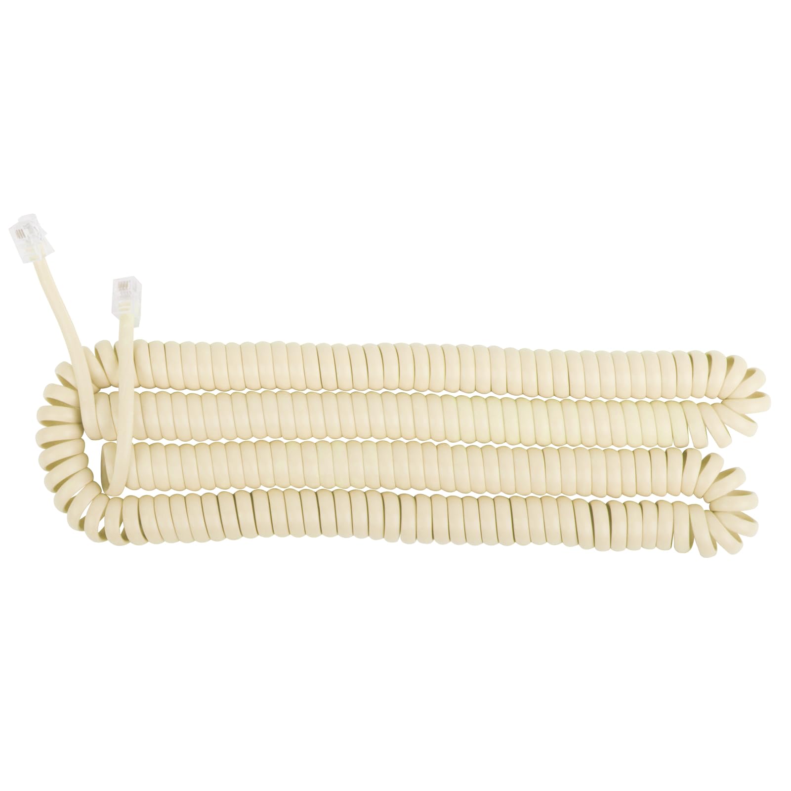 Uvital 1 Pack 25FT Beige Extra Long Phone Handset Cord(Coiled Length 2FT), Phones Cord for Landline, RJ9 Telephone Cords for Landline Phones, Phone Cable for Yealink SIP Phones