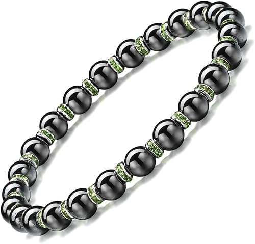 Pulsera magnética para mujer, pulseras de hematita, pulseras magnéticas con circonita, pulsera elástica hecha a mano, elimina la electricidad