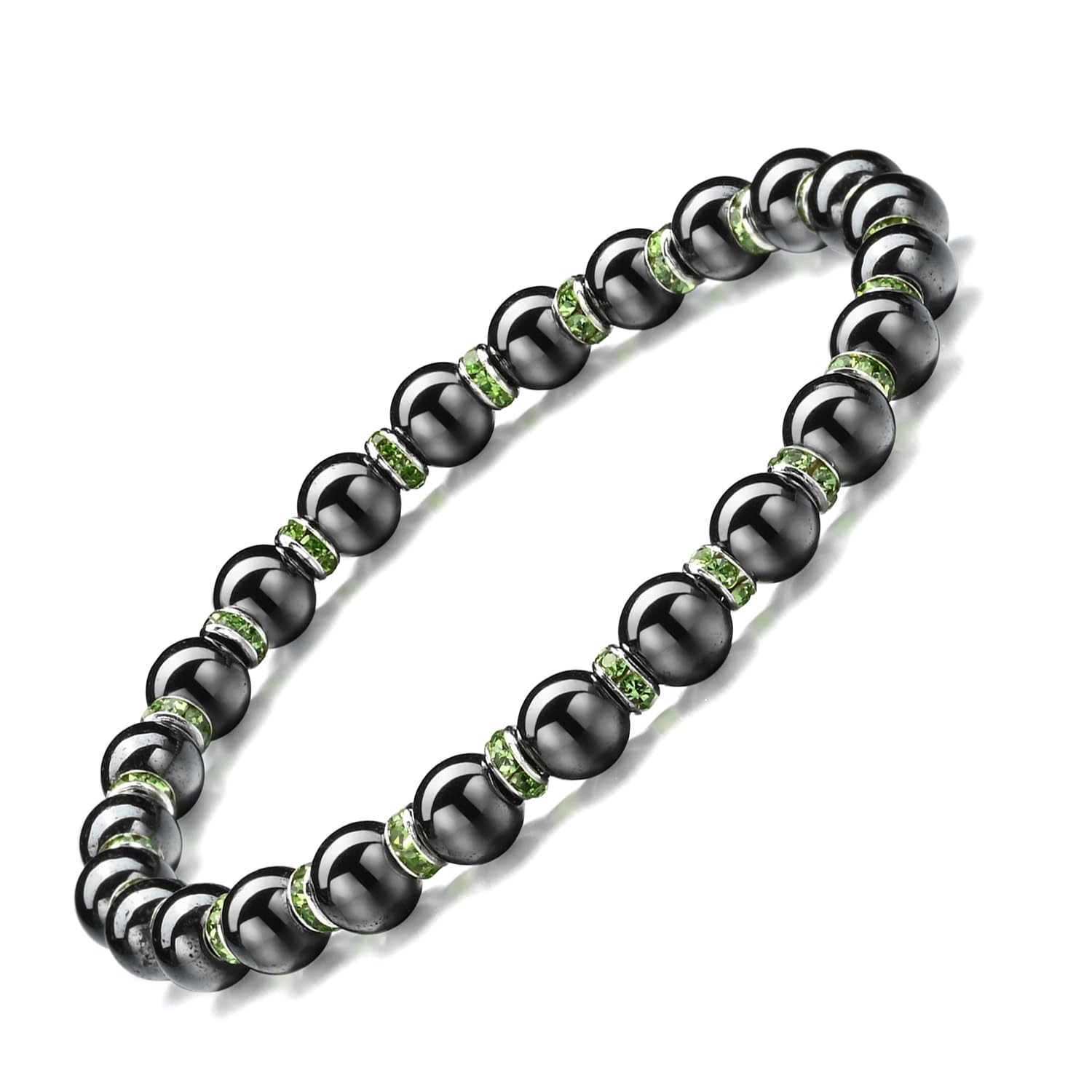 Apocalyptic-K Womens Magnetic Bracelet Hematite Bracelets Magnetic Bracelets With Zirconia Handmade Stretch Bracelet Eliminates static electricity