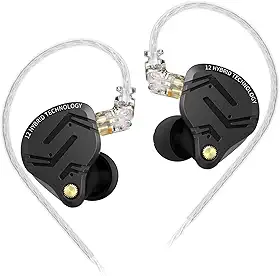 Fones de Ouvido KZ ZS12 PRO X, para Jogos com Driver Híbrido 1DD+5BA, Monitores Auriculares, Cabo de 2 Pinos