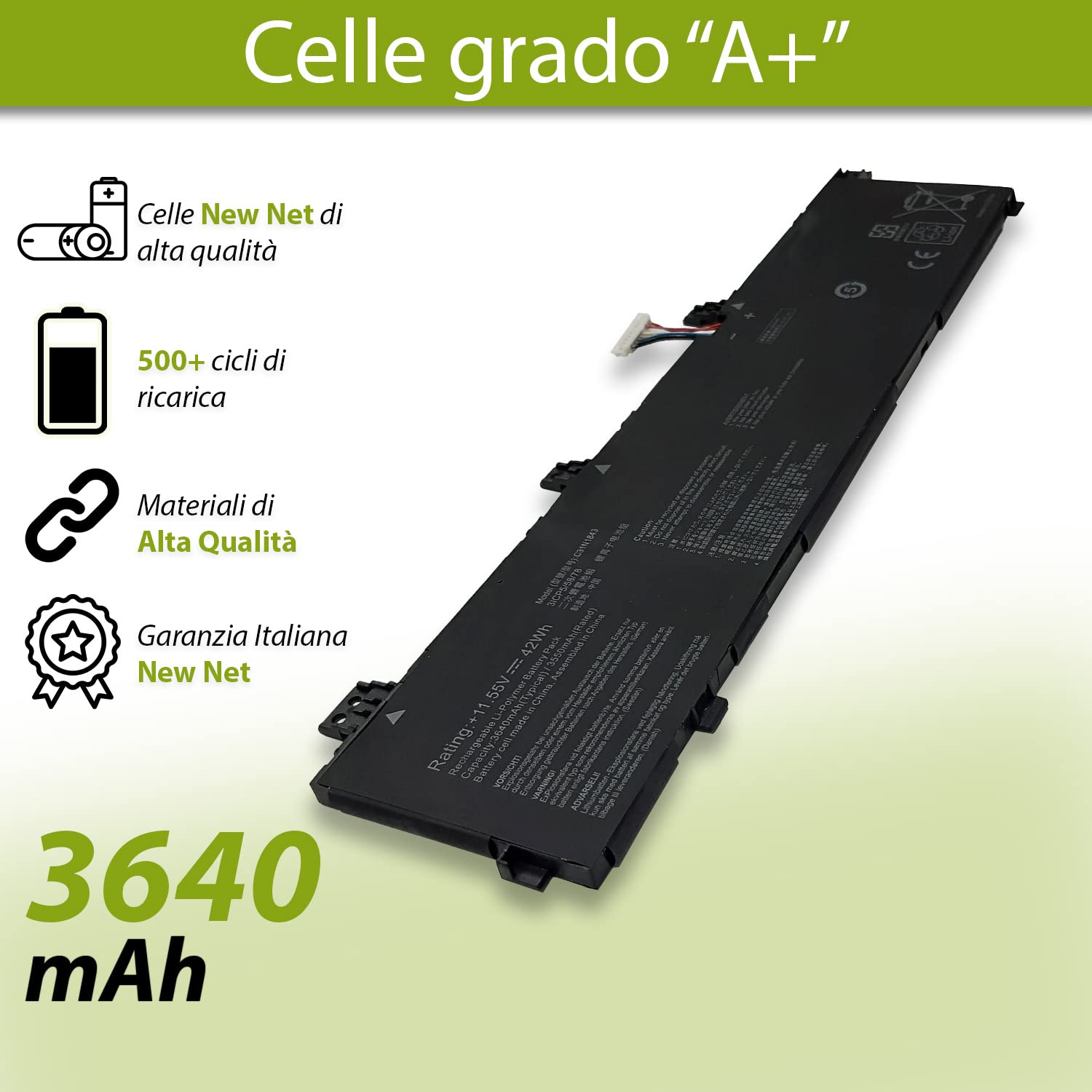 Batteria Batterytec Per ASUS C31N1843 – 11.1V 3100mAh 3 Celle Li-Polymer, Compatibile Con VivoBook S14/S15 E Serie X432/X532