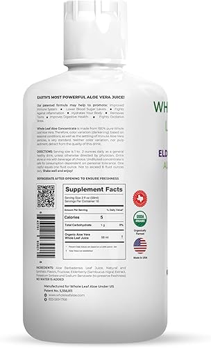 Miniatura 3 de Whole Leaf Aloe Jugo de Vera y saúco. Nuestra fórmula patentada cuenta con la más alta concentración de acemanano disponible, garantizada. Sin agua