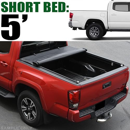 Miniatura 4 de 7422446841871 Compatible con Toyota Tacoma 2016-2023 5 pies (60 pulgadas), cubierta enrollable de vinilo para caja de camioneta de perfil bajo con